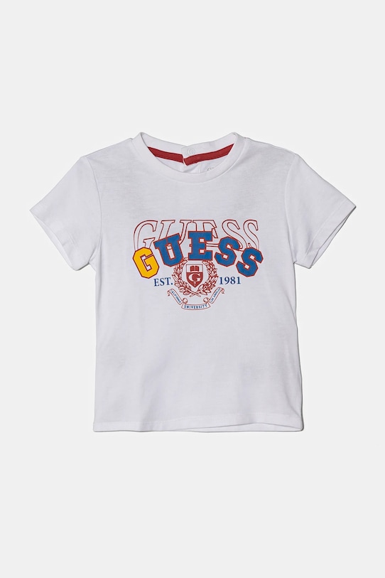 

Детская хлопковая футболка Guess, белый