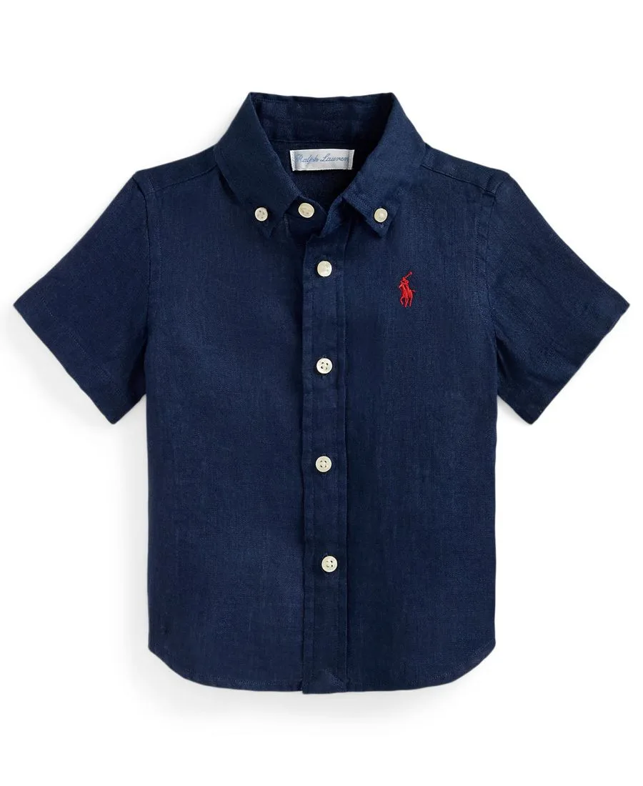 Детская рубашка для мальчиков с короткими рукавами и пуговицами Polo Ralph Lauren, newport темно-синий