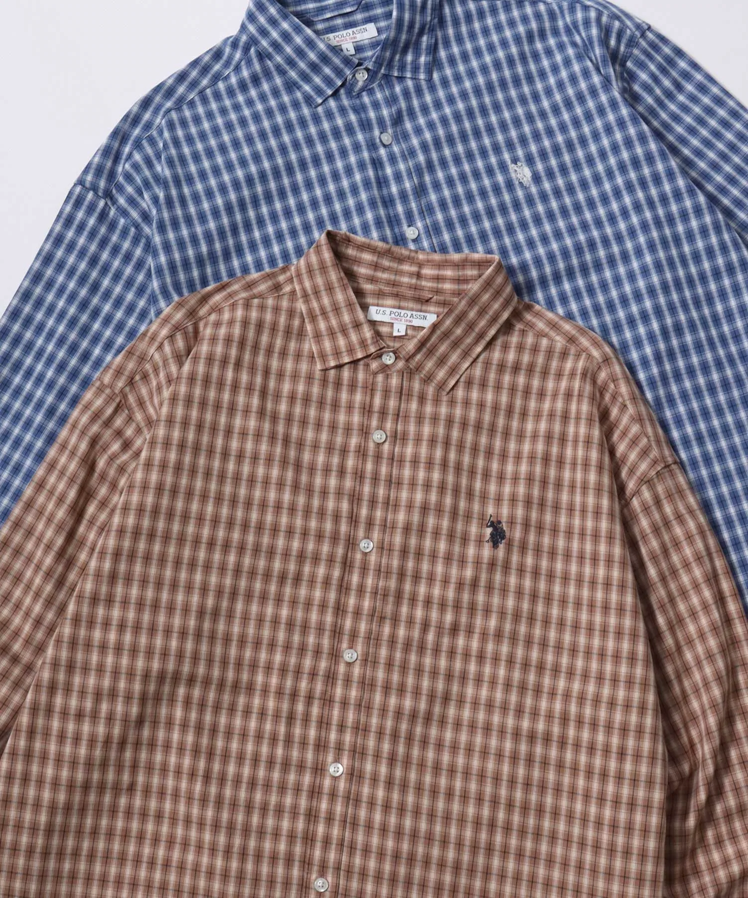 Унисекс рубашка Broad Denim U.S. POLO ASSN. с логотипом бежевого цвета