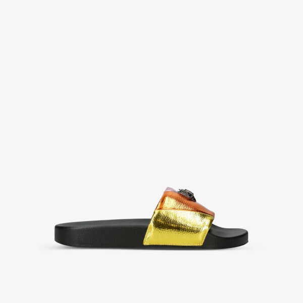 Полосатые резиновые шлепанцы с изображением орла Мины Kurt Geiger London, мультиколор