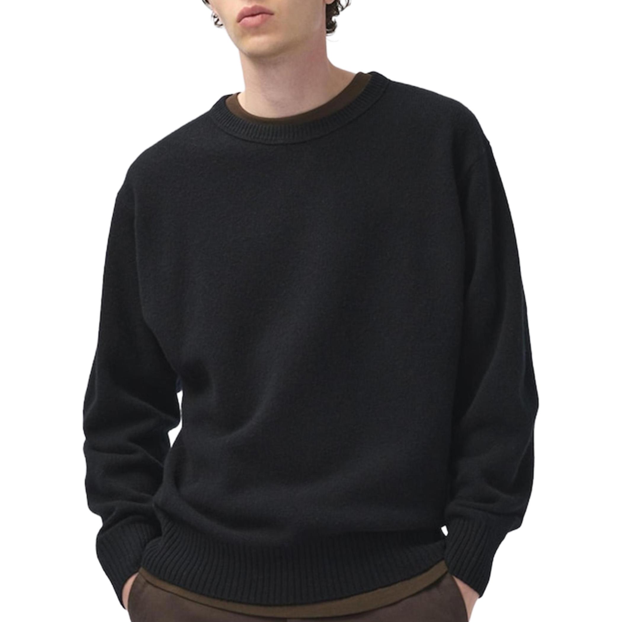 

Uniqlo Свитер унисекс, черные, с круглым вырезом, средней толщины, другие