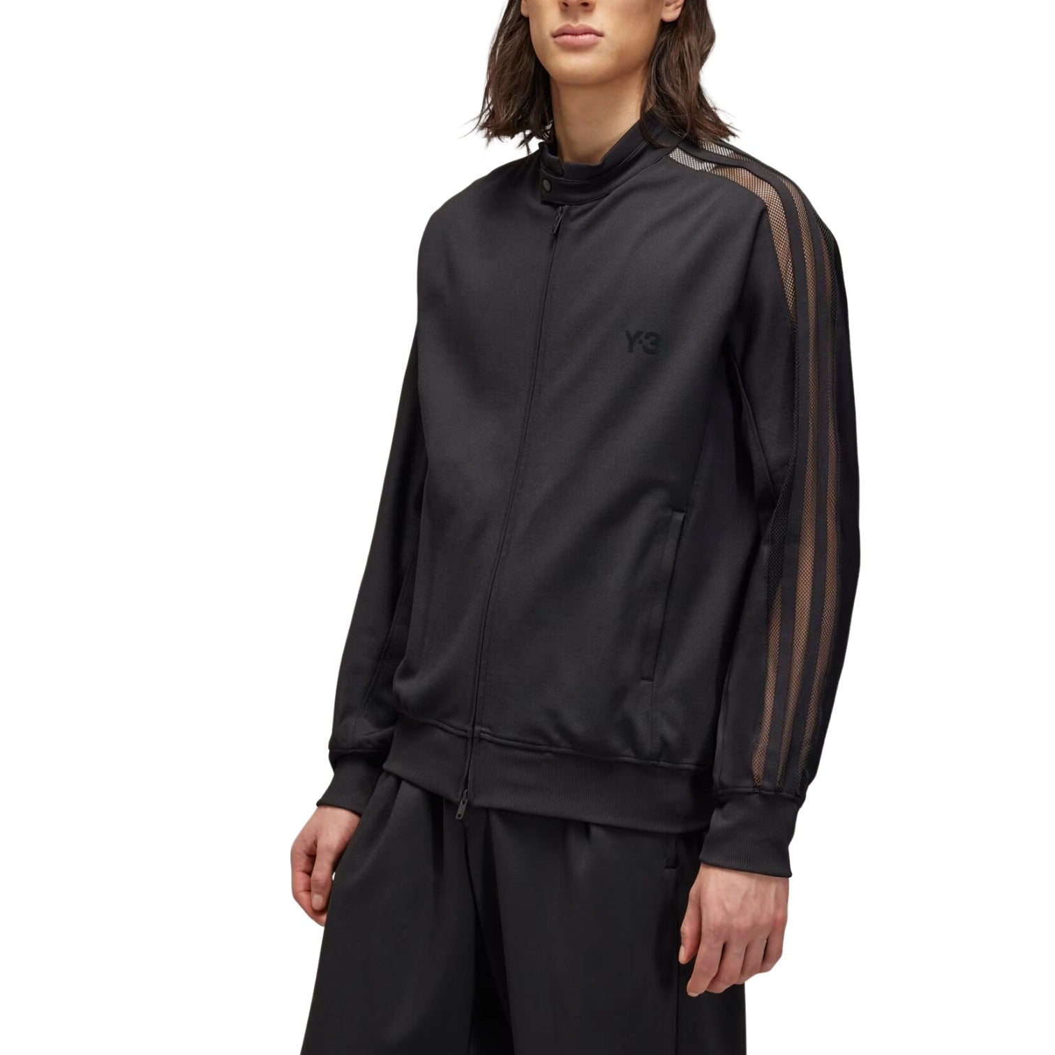 Спортивная куртка Adidas Y-3 с тремя полосками, черная, модель — фото 3
