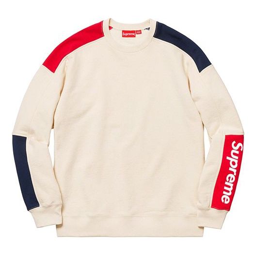 

Худи Supreme SS19 Formula Crewneck Natural LOGO Colorblock Fleece Lined Unisex Beige, белый