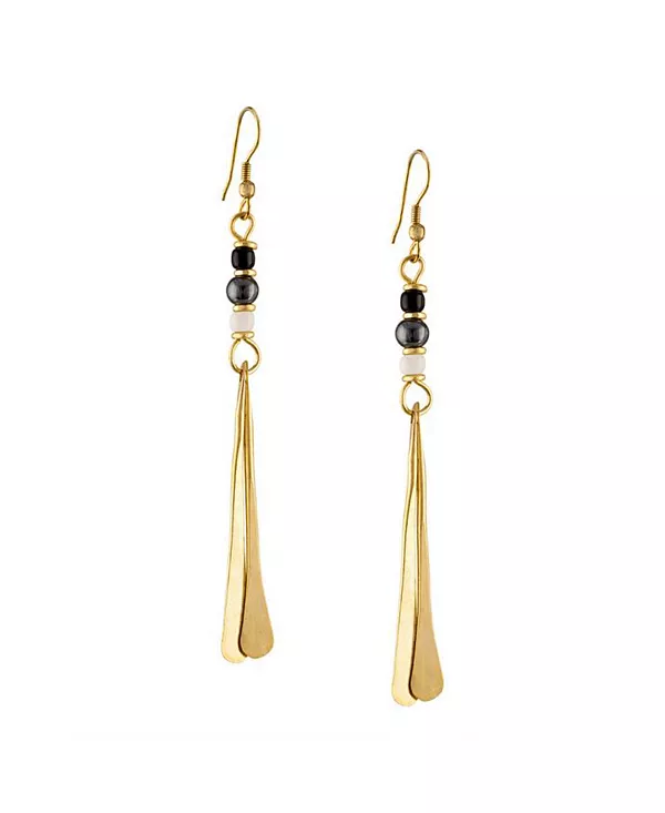 

Серьги Nyasi: элегантные подвески-капельки из латуни ручной работы с бусинами Kendi Amani, brass