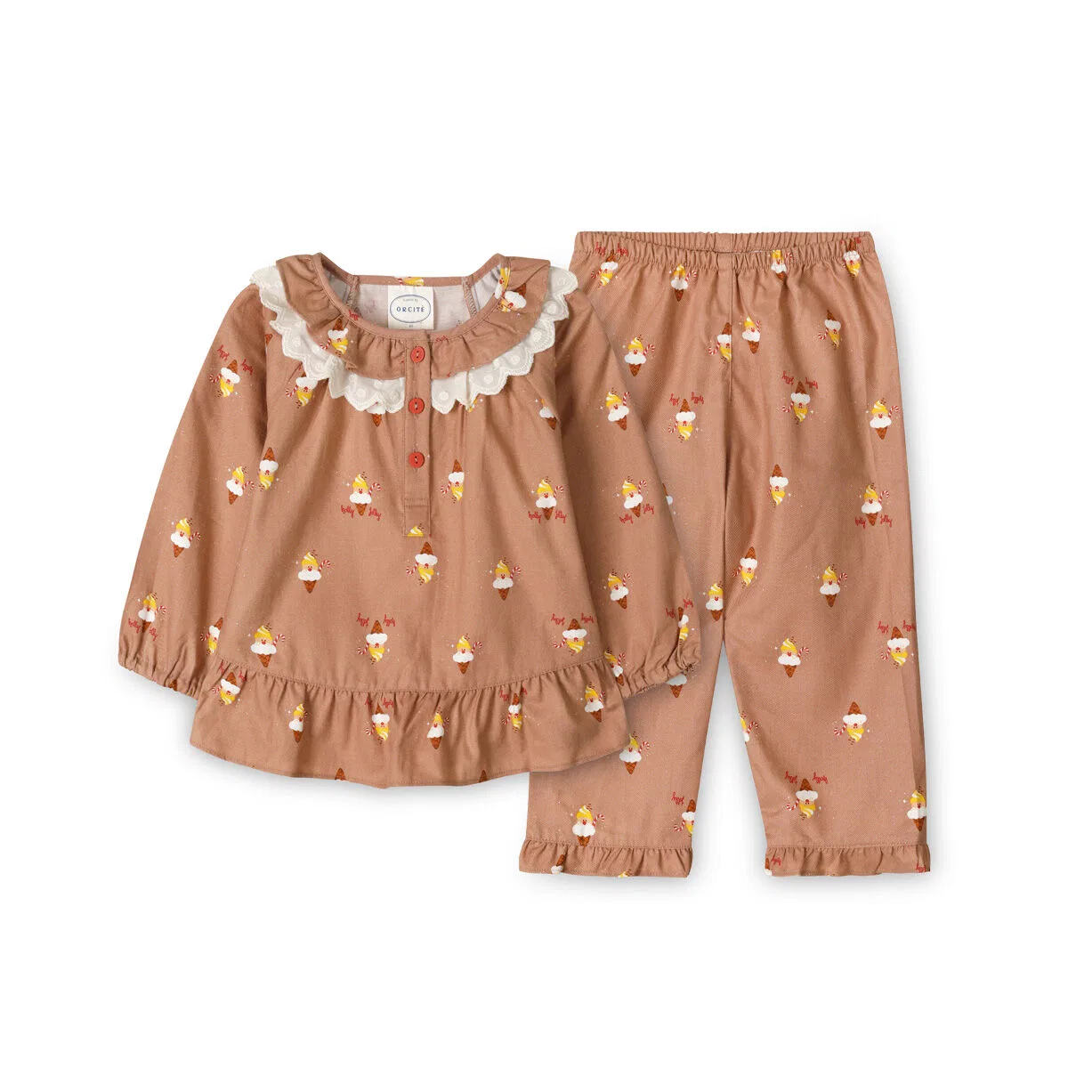 Комплект детской домашней одежды Santa Cream Long Sleeve, коричневый, от Orcite