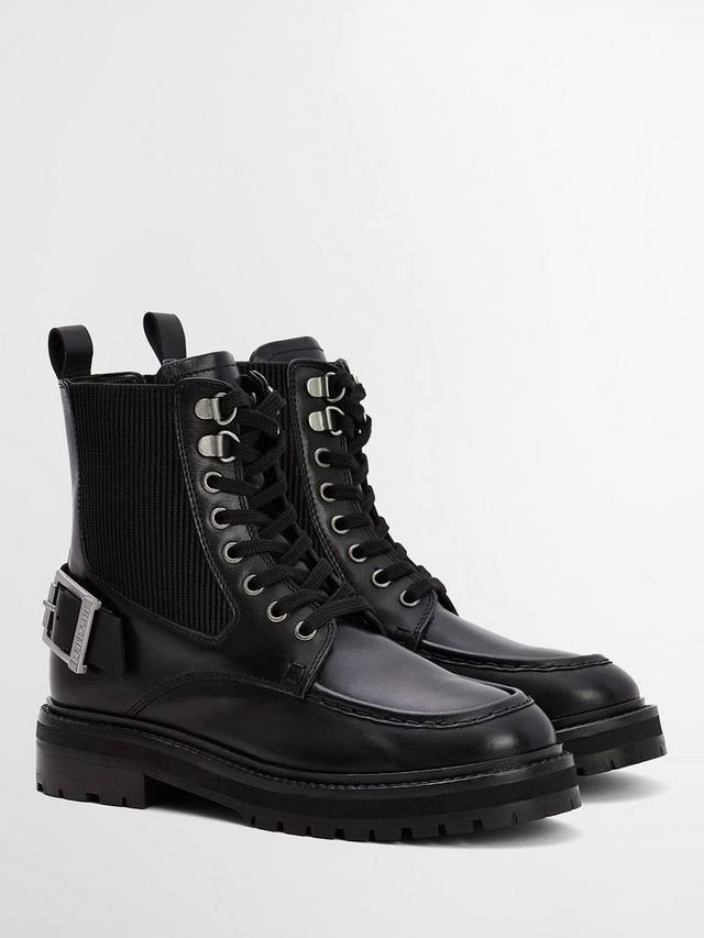 Ботинки Leonie из кожи с текстурированным верхом на шнуровке Barbour, Black — фото 2