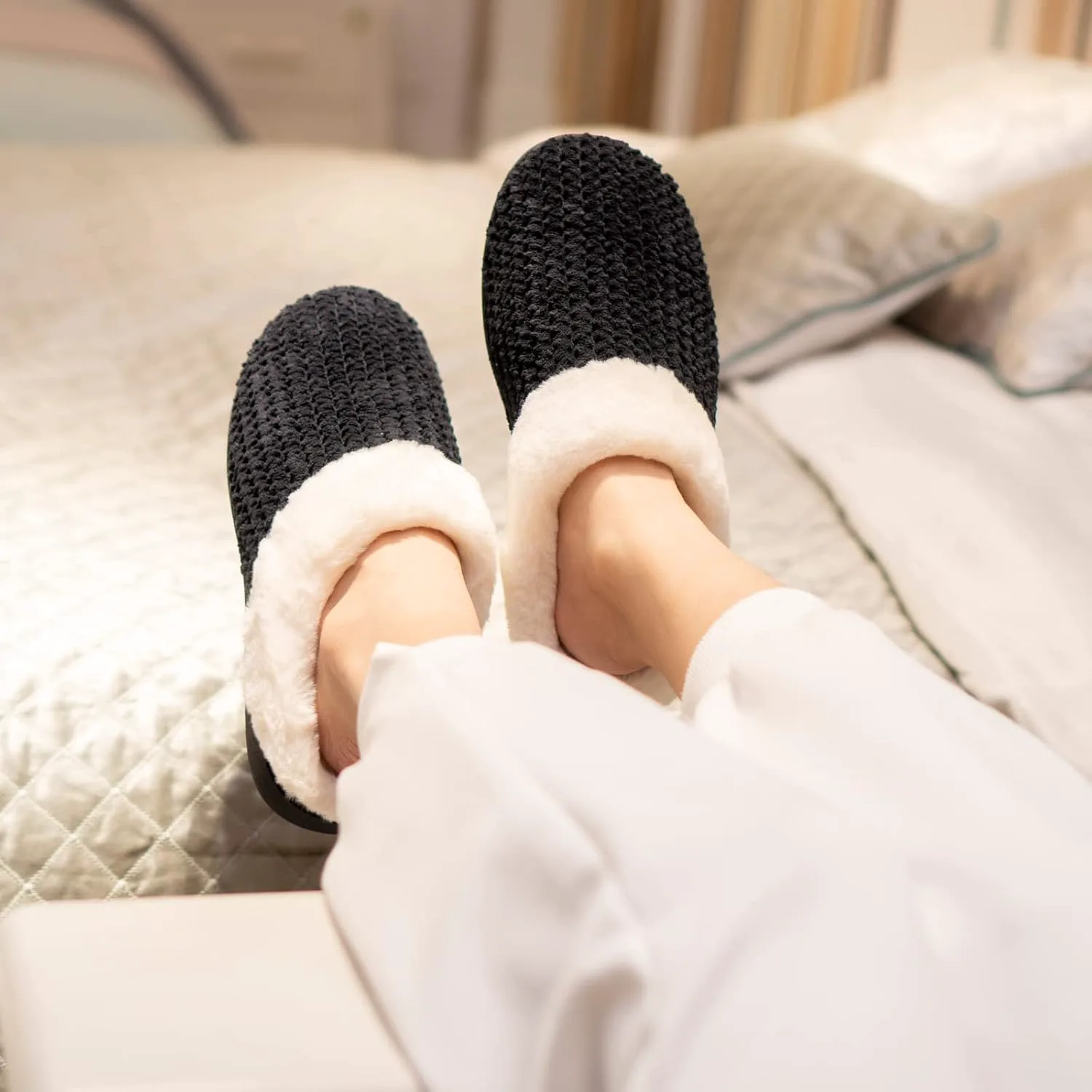 Женские домашние тапочки WateLves Comfort с эффектом памяти, мягкой подкладкой, для дома и улицы, черный — фото 3