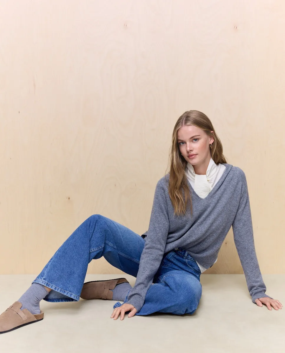 

Женский гладкий джемпер из кашемира Easy Wear, серый