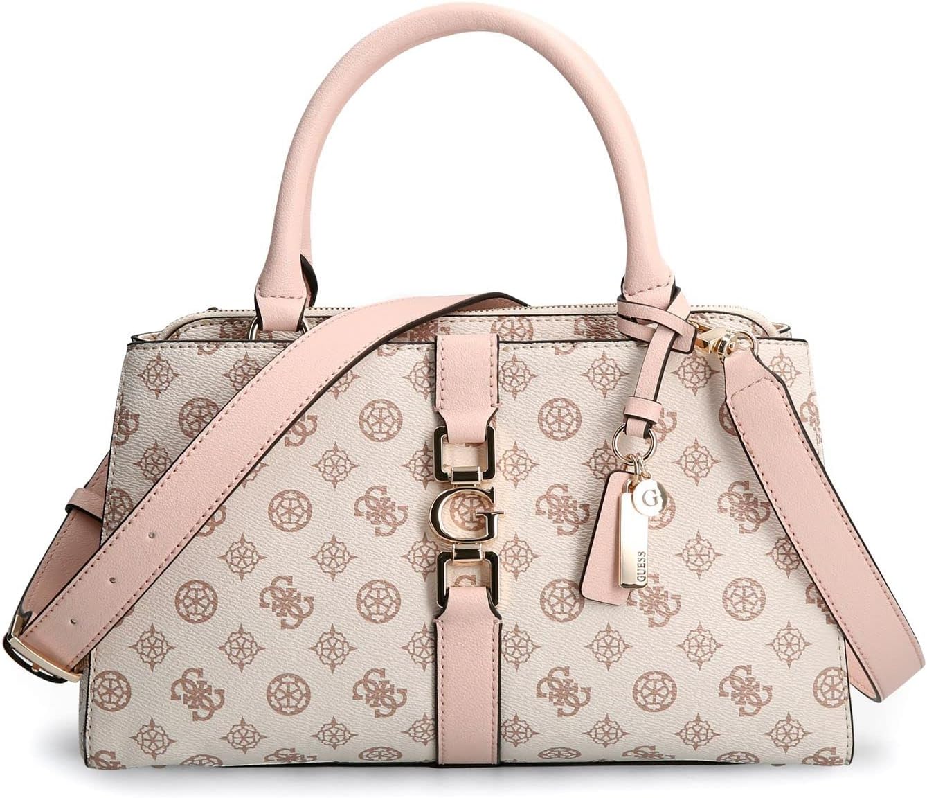 

Женская сумка GUESS Briana Girlfriend Medium Satchel Crossbody Tote Bag Handbag - Cream Logo