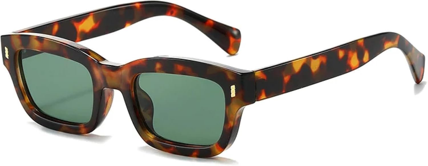 

Модные маленькие женские солнцезащитные очки класса люкс с винтажным декором и заклепками, мужские солнцезащитные очки желейного цвета с защитой от УФ-излучения UV400 TVTBBVV, Leopard Dark Green