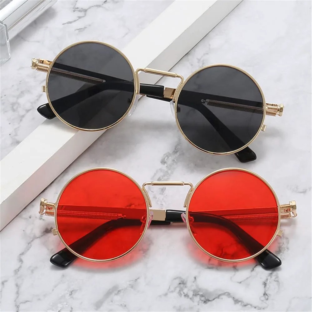 

Солнцезащитные очки UV400 - Панк, металлические, круглые, конфетные цвета, для женщин и мужчин, для бега и занятий спортом на открытом воздухе UYPTK, Silver Grey