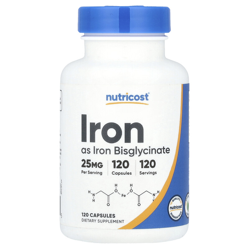 

Nutricost, Железо, 25 мг, 120 капсул