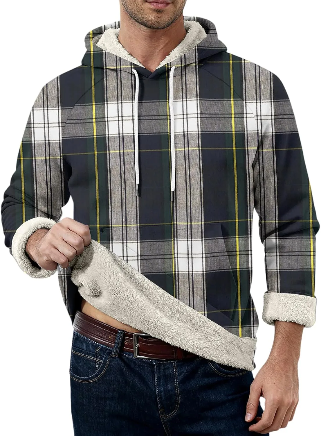 

Мужская повседневная худи на шнурке Fleece Pullover с карманом, S-3XL