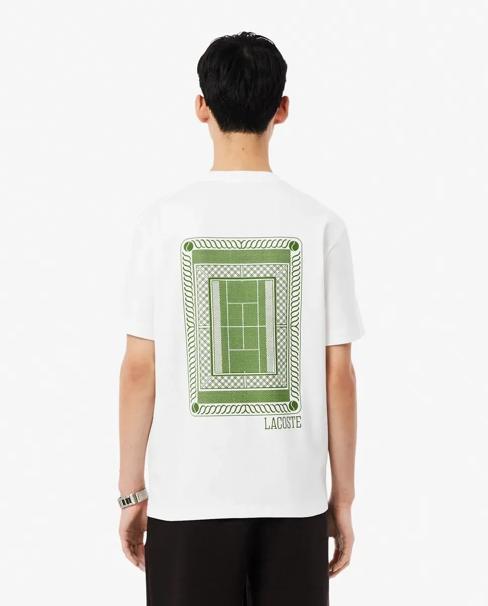 Мужская толстовка с короткими рукавами с вышивкой Lacoste, белый — фото 2