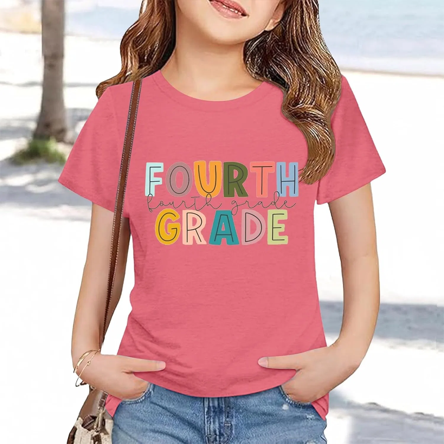 Футболка с коротким рукавом для детей, Fourth Grade, цвет Pink — фото 4
