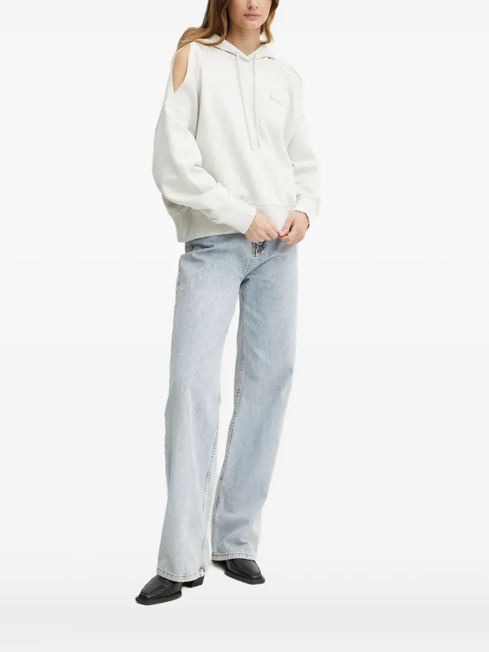 

Толстовка с вышитым логотипом и вырезами BOSS, белый