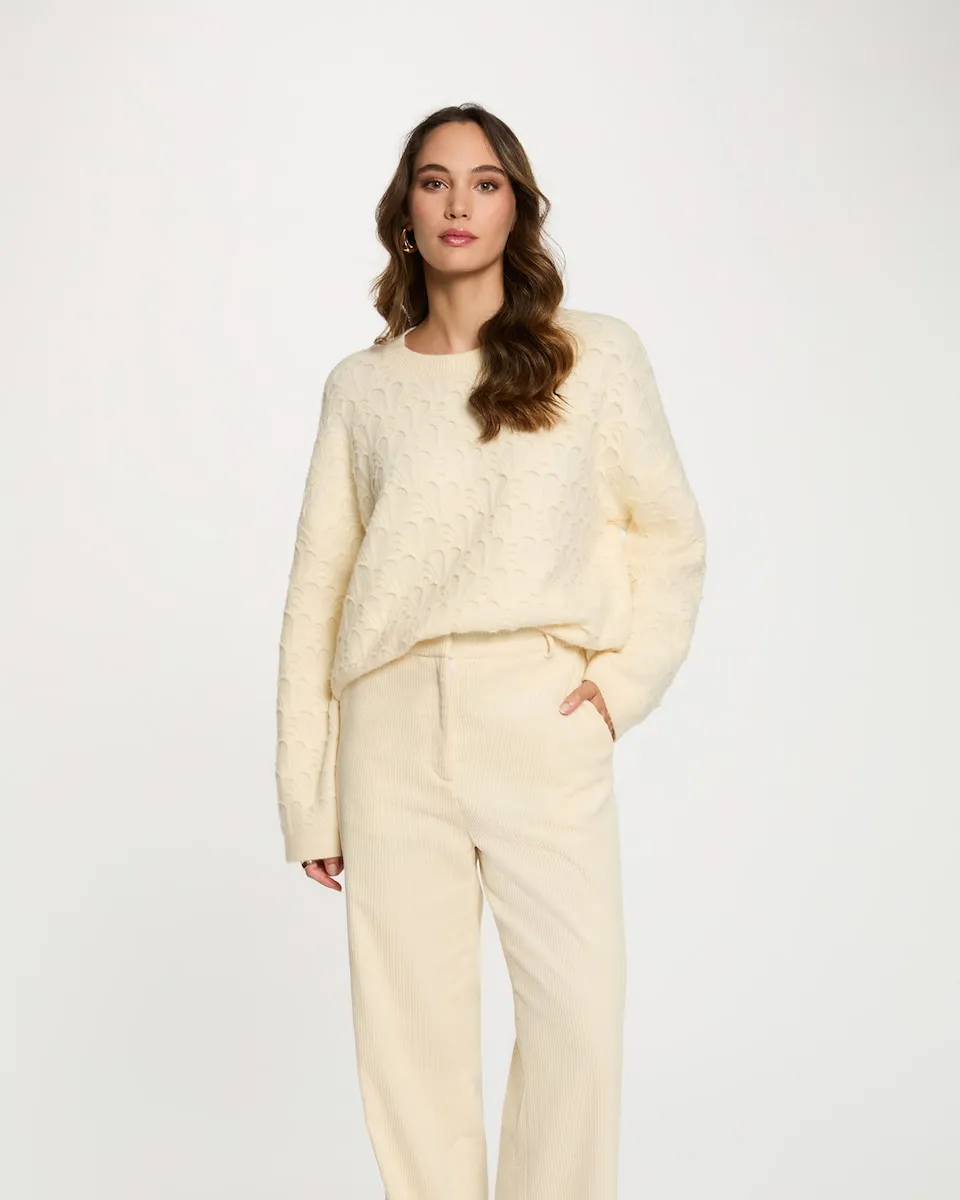 

Женский джемпер с круглым вырезом, фантазийный узор Morgan, кремовый