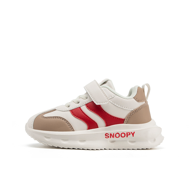 

Скользостойкие противоударные дышащие низкие детские повседневные кроссовки beige/red kids' SNOOPY, бежевый/красный