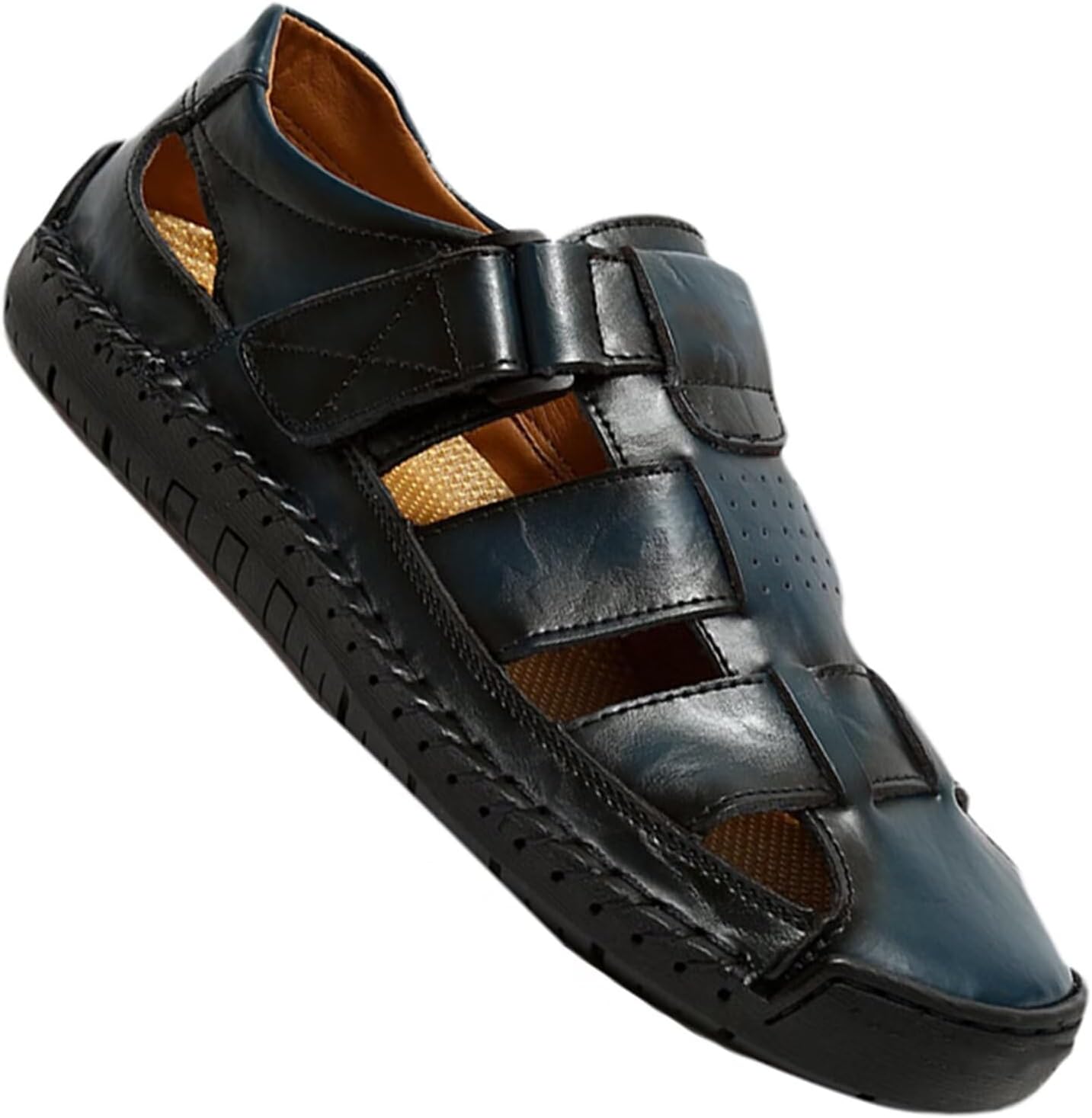 

Мужские походные сандалии для улицы, сандалии для ходьбы, спортивные сандалии с закрытым носком, летняя обувь, кожаные сандалии-рыбацкие Hnvavq, B