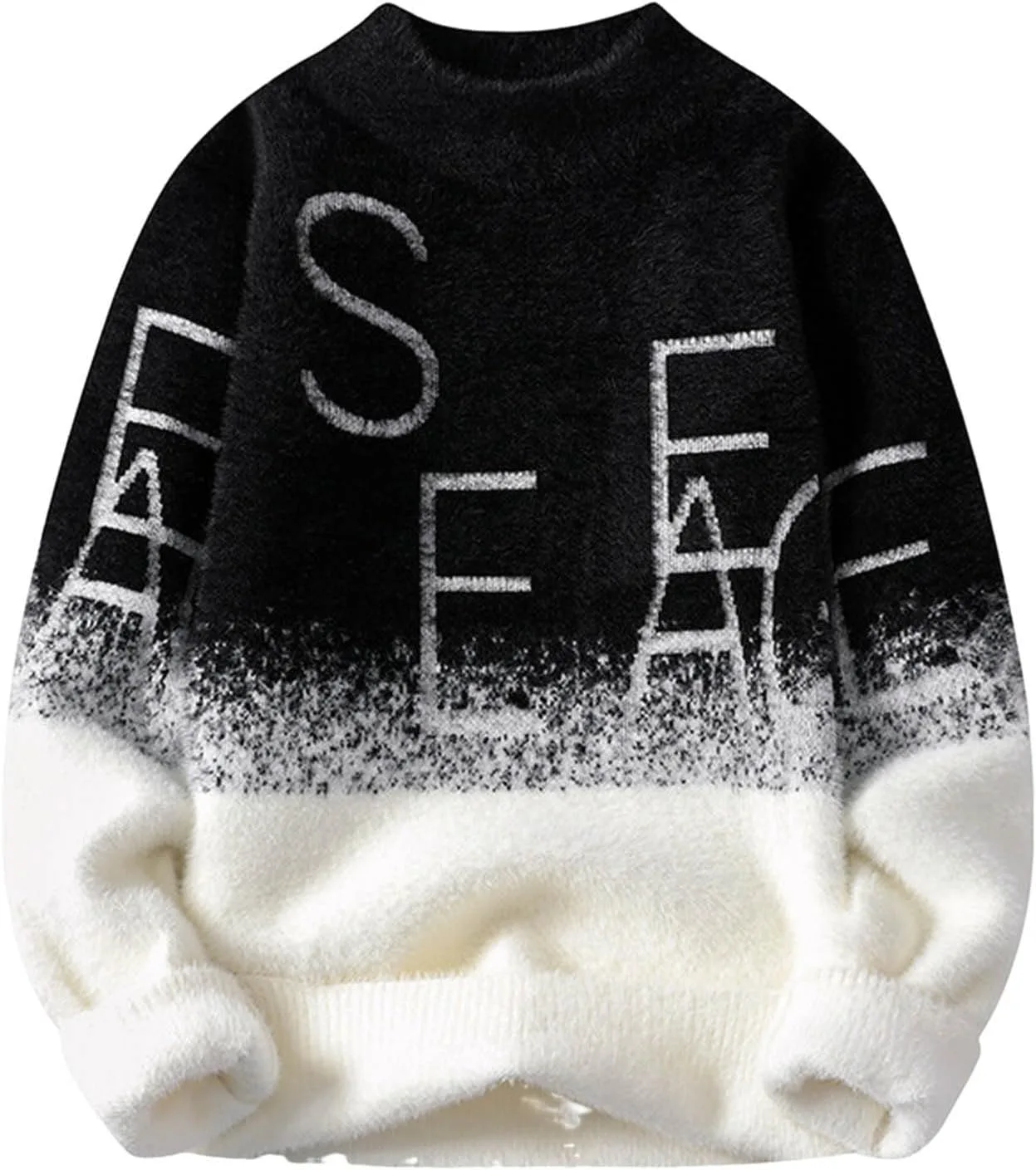 

Мужской свитер оверсайз с цветными блоками и кабельной вязкой