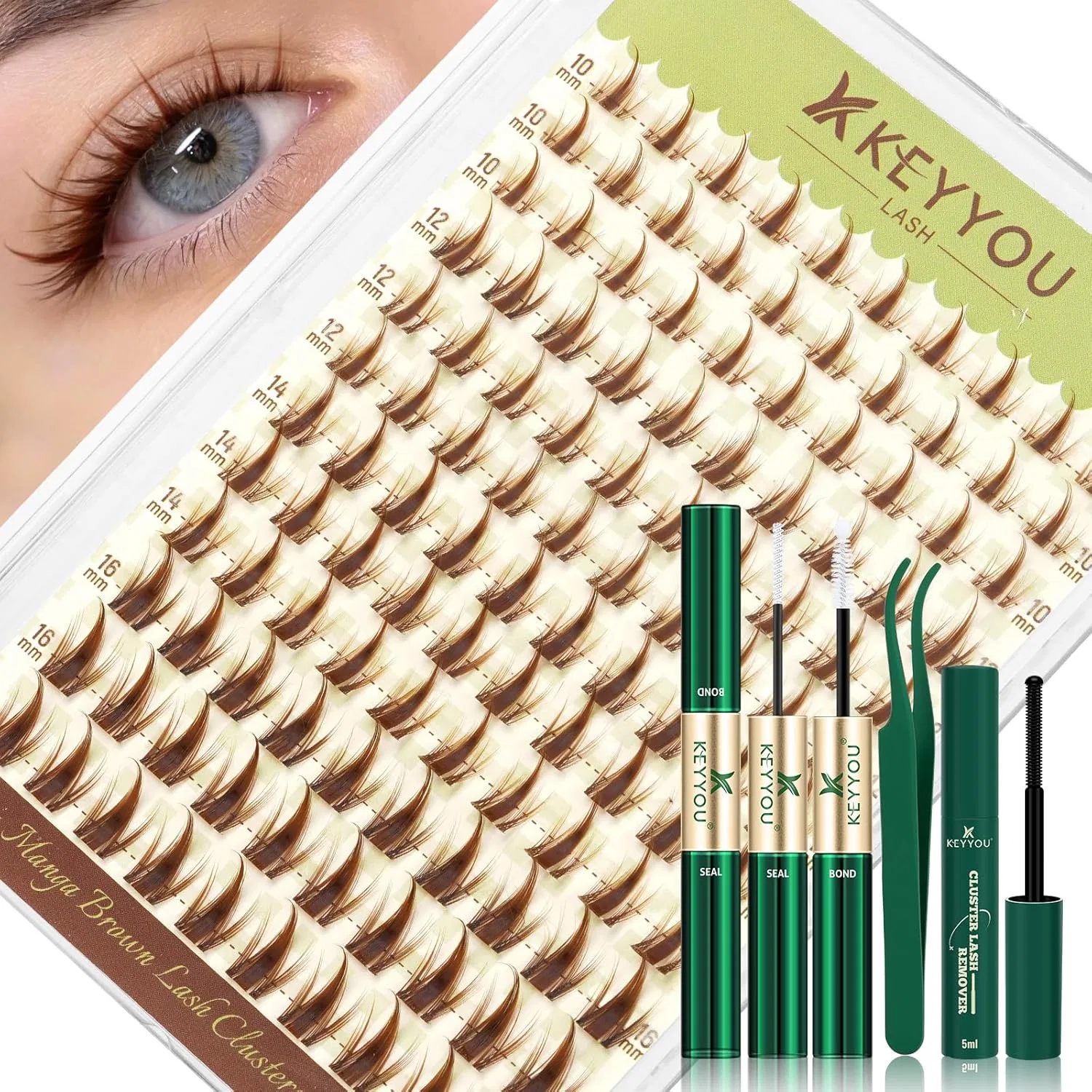 Набор для наращивания ресниц «Manga Lashes» от KEYYOU Keyyou, F02-Brown