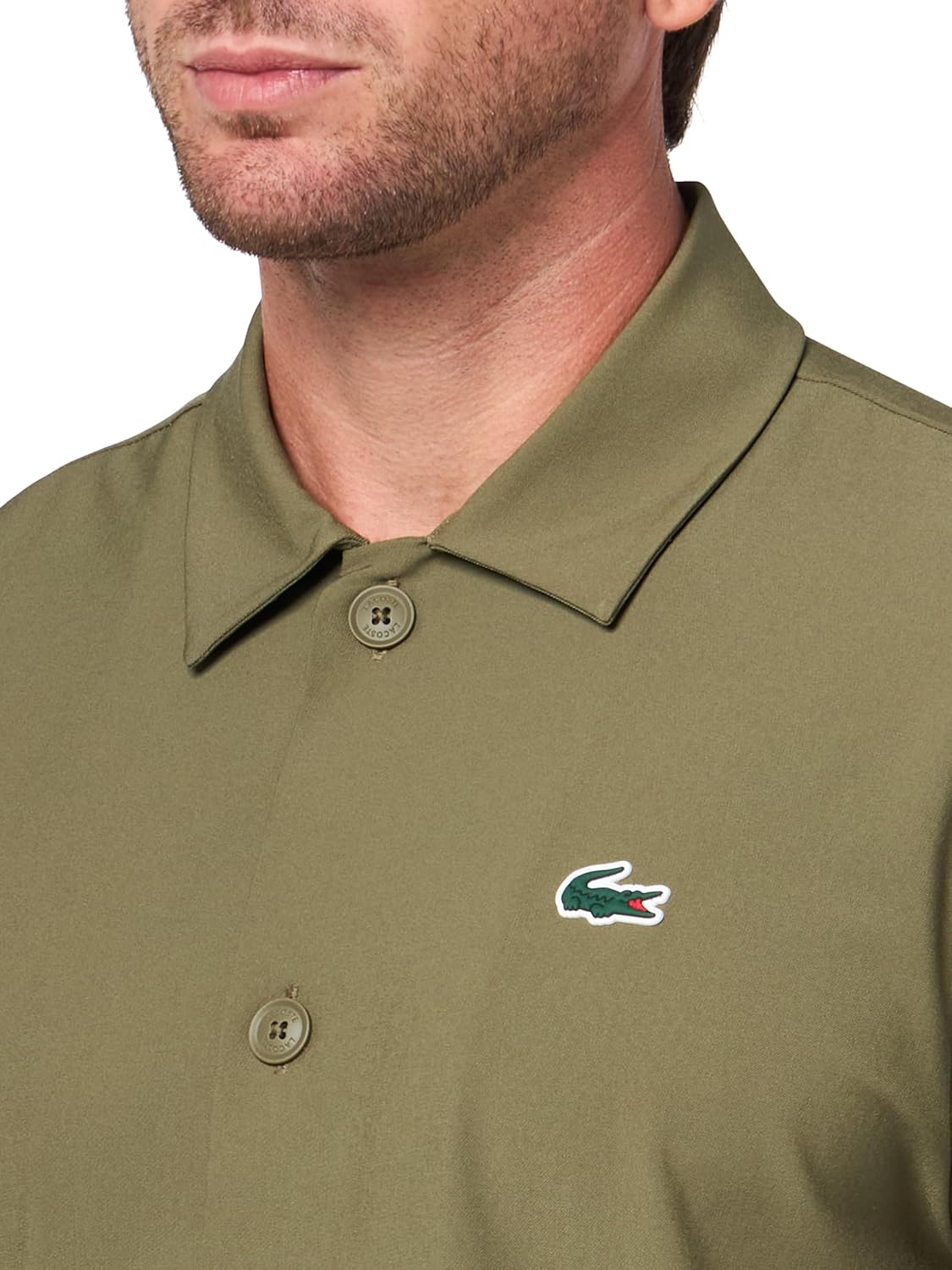 Рубашка Lacoste, спортивная, для гольфа, ультрасухая, оливковый — фото 3