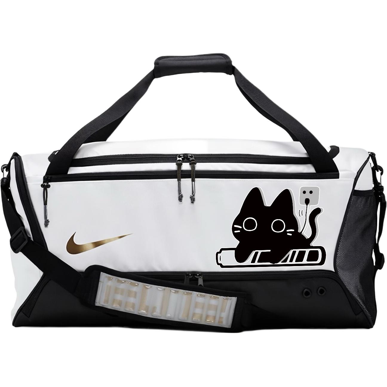 

Nike Тканевая дорожная сумка унисекс переливающаяся черно-белая, Charging Cat