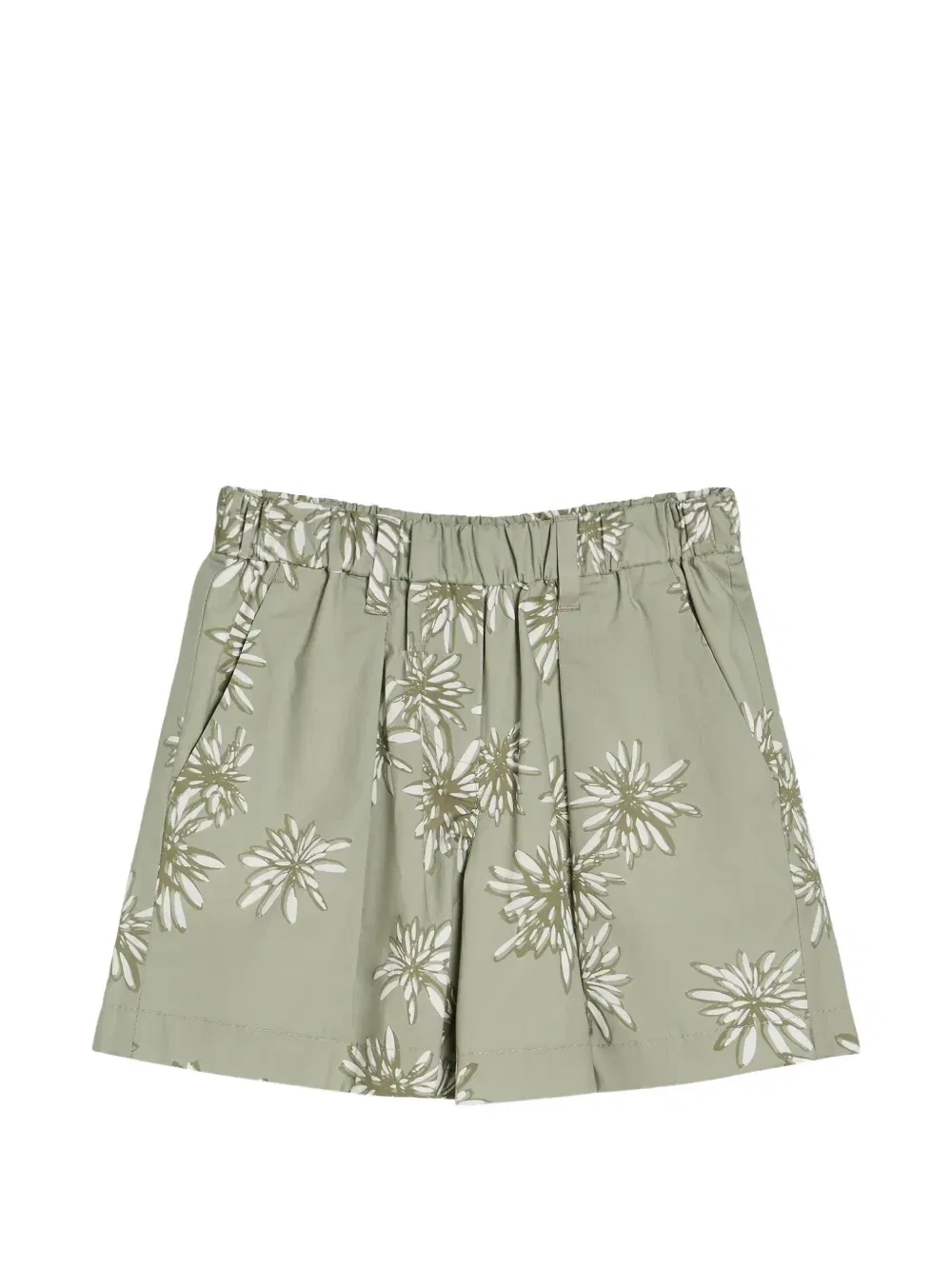 Поплиновые шорты с принтом Brunello Cucinelli Kids, зеленый
