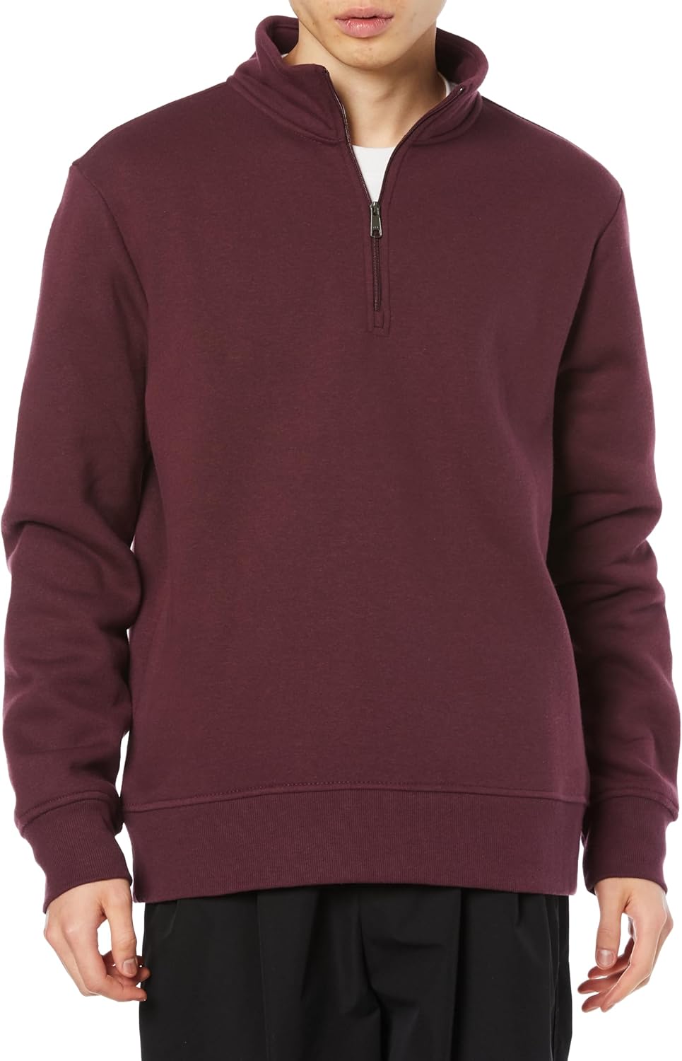 

Мужская флисовая толстовка с длинными рукавами и застежкой-молнией до четверти длины от Amazon Essentials, красный/бордовый