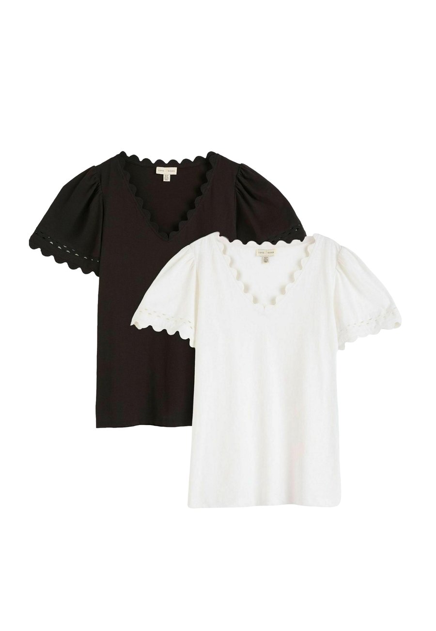 

Футболка Love & Roses REGULAR FIT SCALLOP 2PACK, Black And Ivory/Black, Черный, Футболка Love & Roses REGULAR FIT SCALLOP 2PACK, Black And Ivory/Black