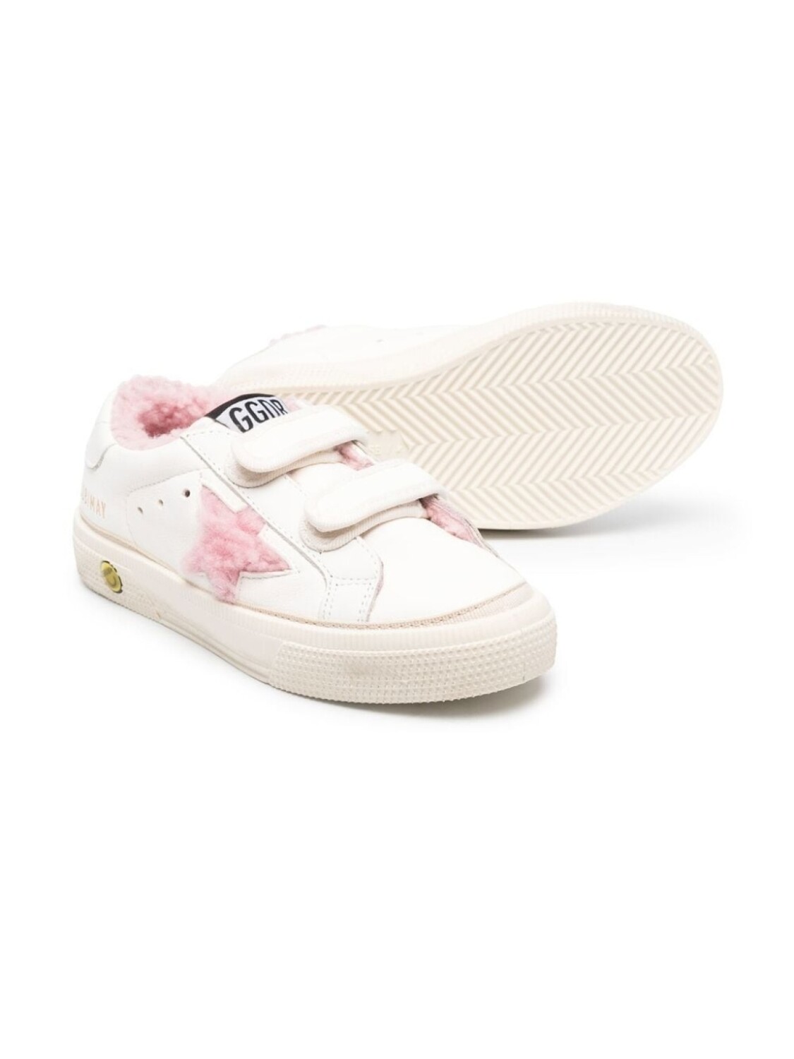 Golden Goose Kids кроссовки с мехом и нашивкой, белый — фото 2