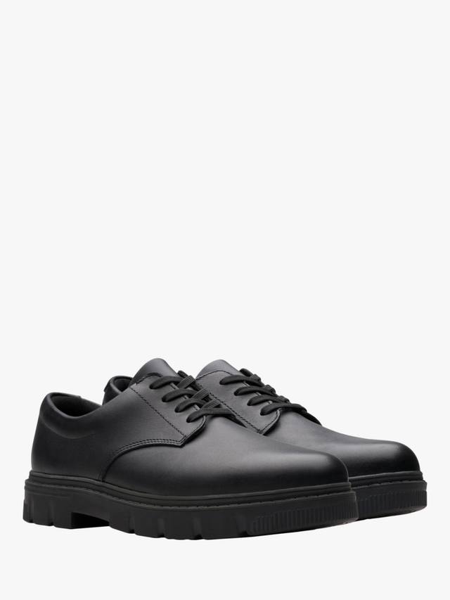 Школьные туфли Clarks Lorcam Loop кожаные на шнуровке, черные — фото 4