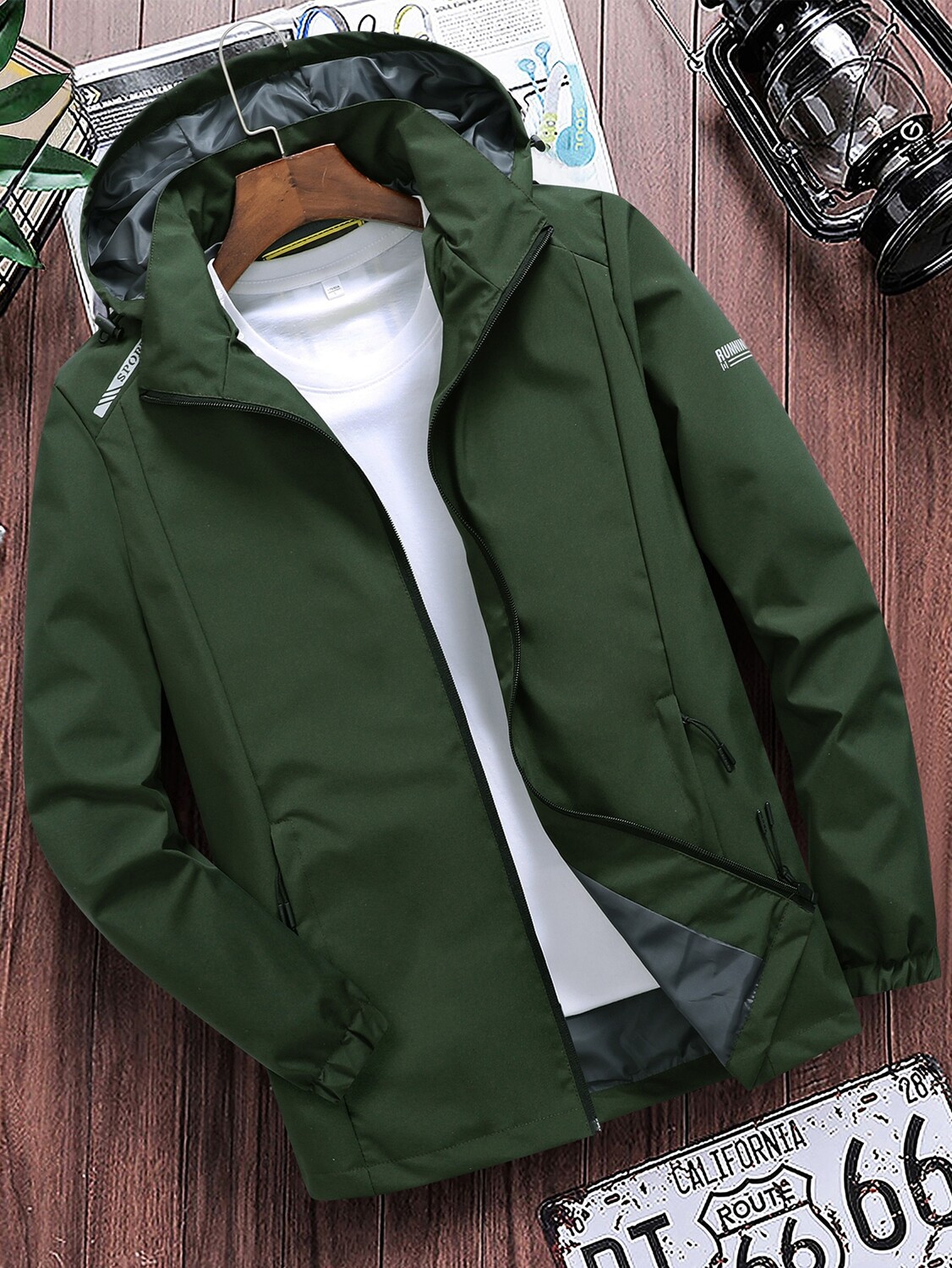

Мужская широкая куртка с капюшоном Homme без футболки Manfinity, темно-зеленый