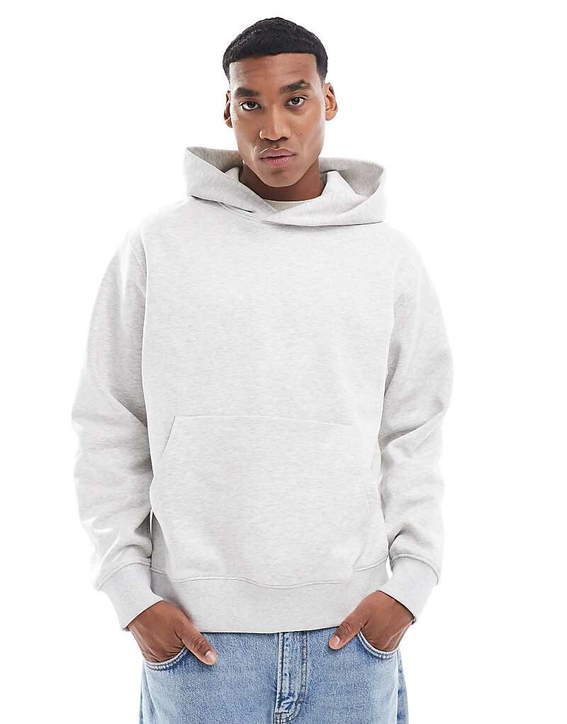 

Светло-серый меланжевый тяжелый худи оверсайз Jack & Jones Premium