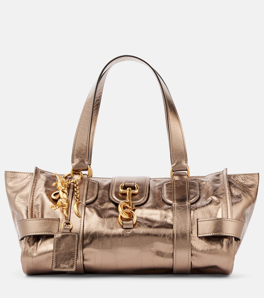 

Большая сумка-тоут из металлизированной кожи Kerala 25 Chloé, Shiny Grey