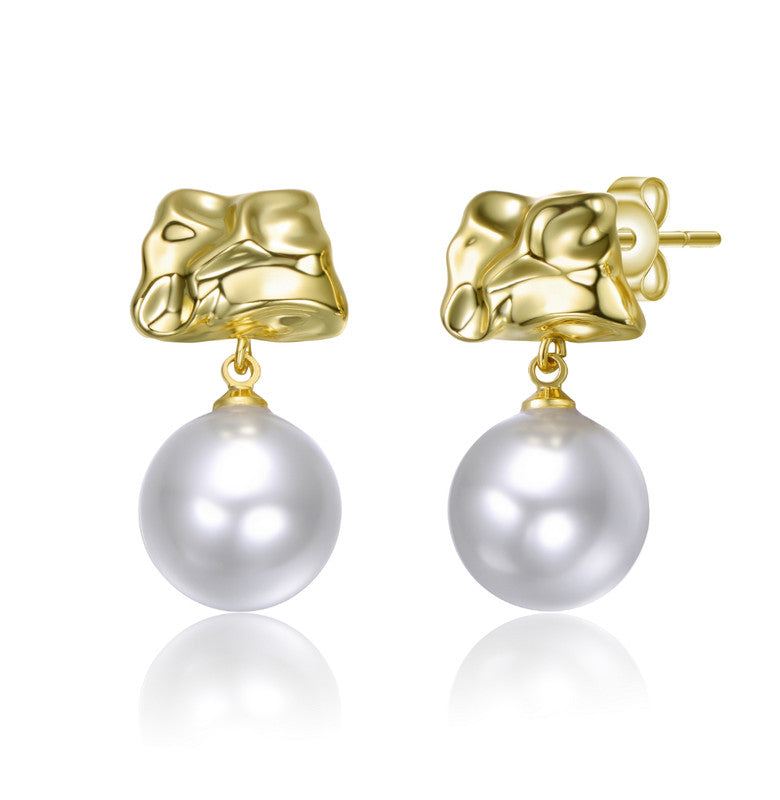 

Серьги-подвески с покрытием из 14-каратного золота и белым жемчугом Rachel Glauber, золотой