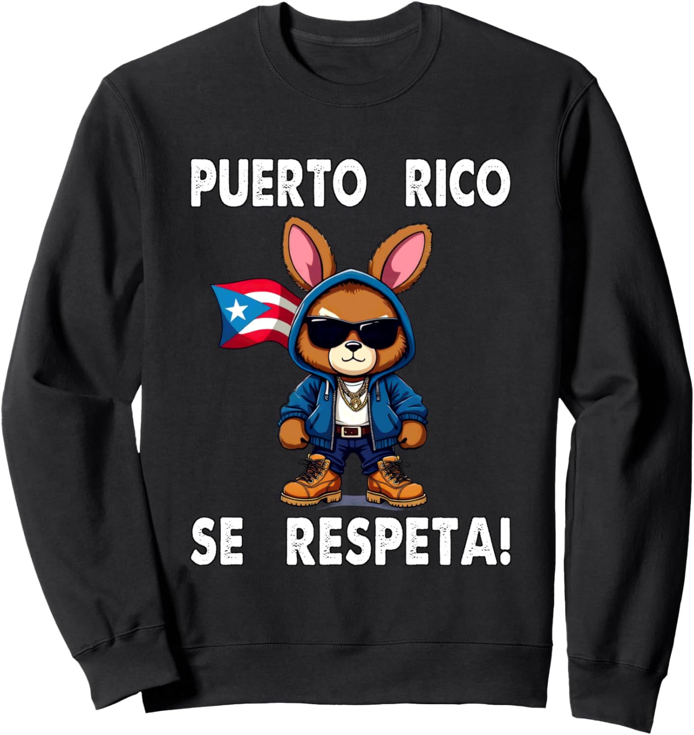

Толстовка с надписью «Puerto Rico Cerespeta Rabbit Rabbit Boricua Flag Protest» Puerto Rico Se Respeta Collection, More Here, черный