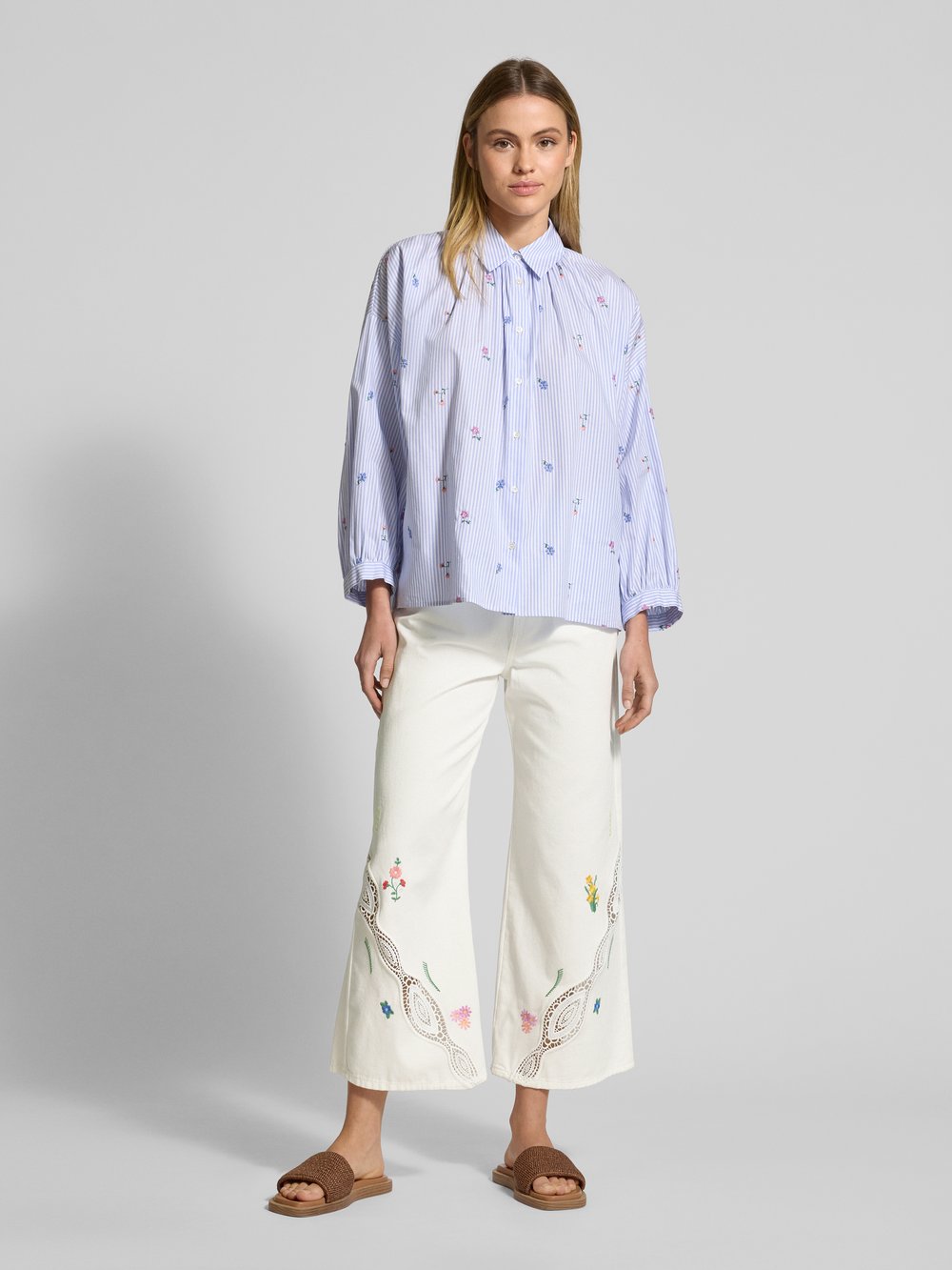 

Джинсы широкие укороченного кроя, модель «LORD» Weekend Max Mara, белый