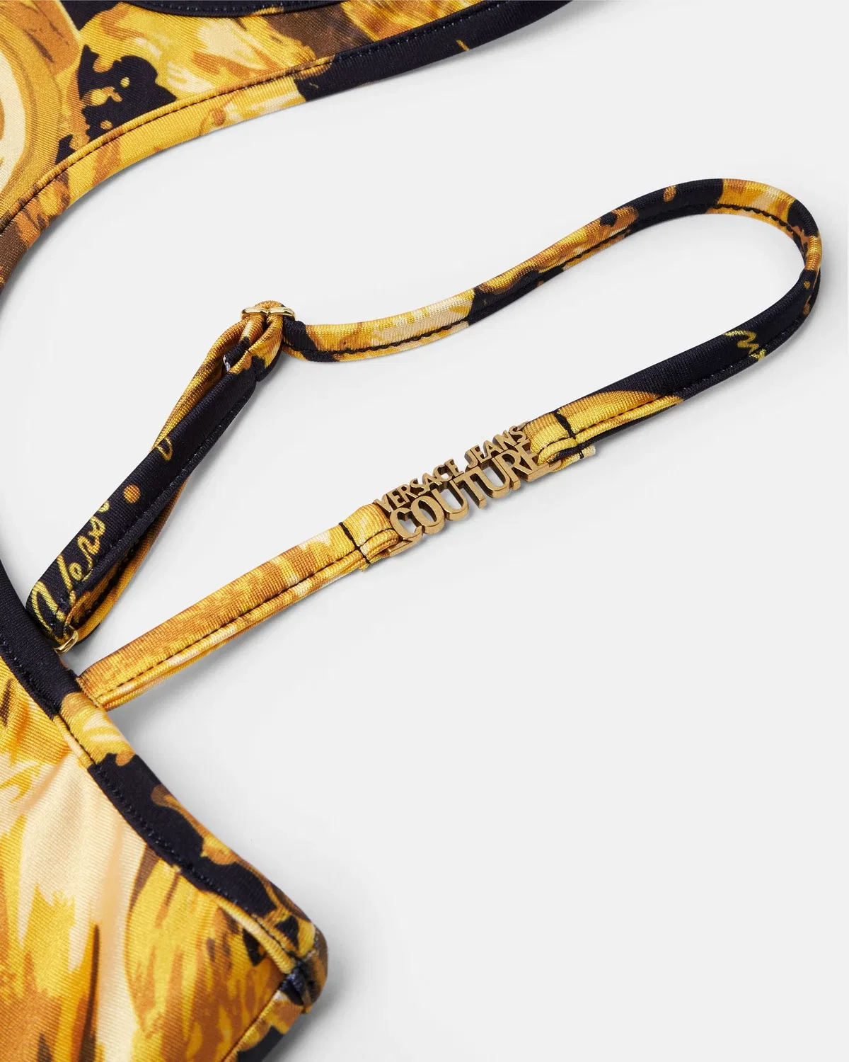 Боди с принтом и открытыми плечами VERSACE, черный — фото 2