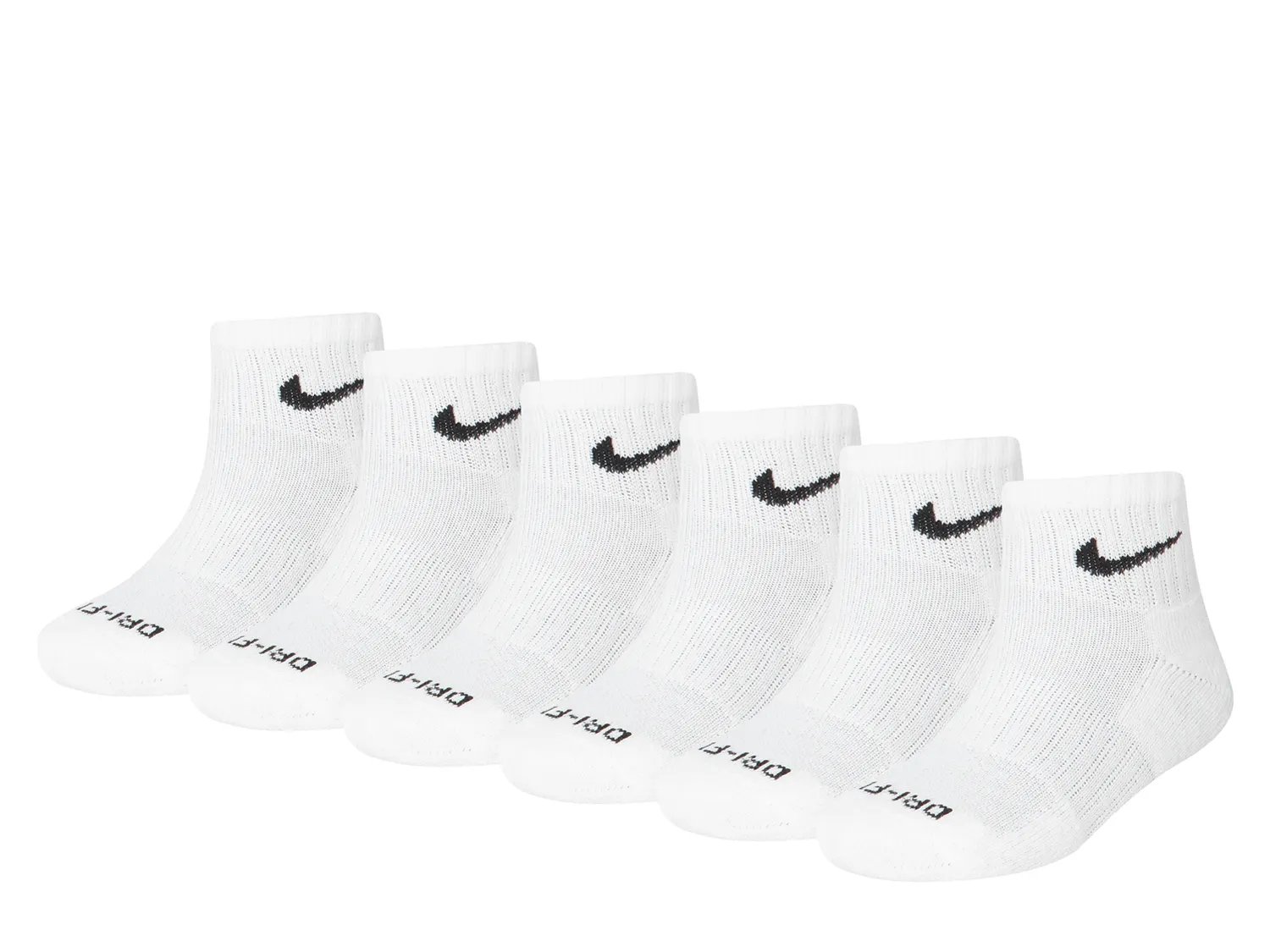 

Носки Nike Cushioned Kids' Quarter Ankle Socks - 6 Pack, белый