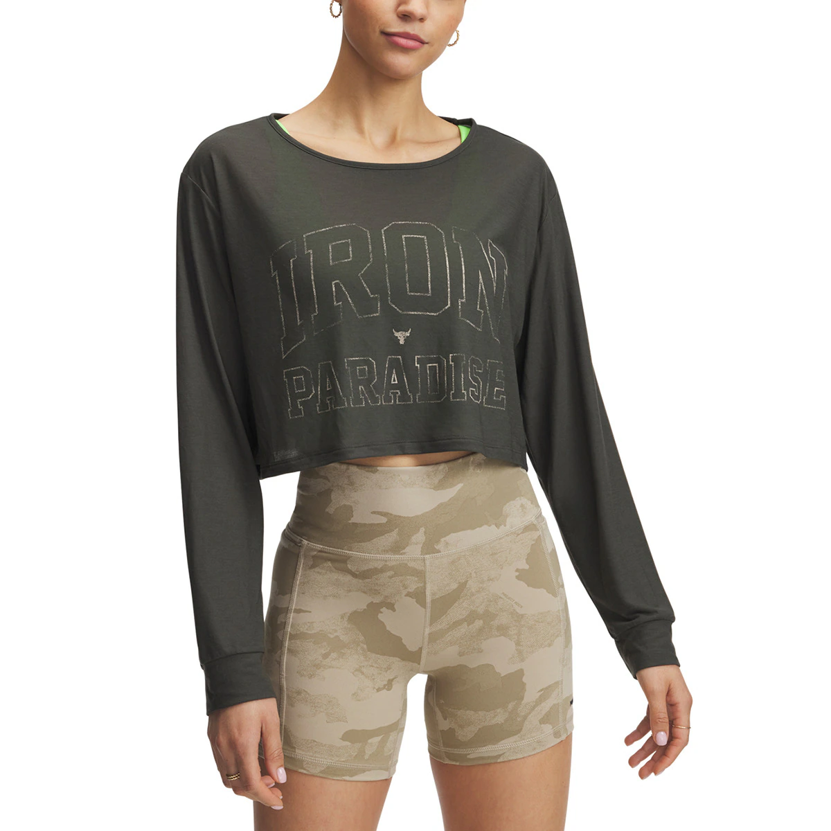 

Женская футболка Pjt Rck IP LS Under Armour, зеленый