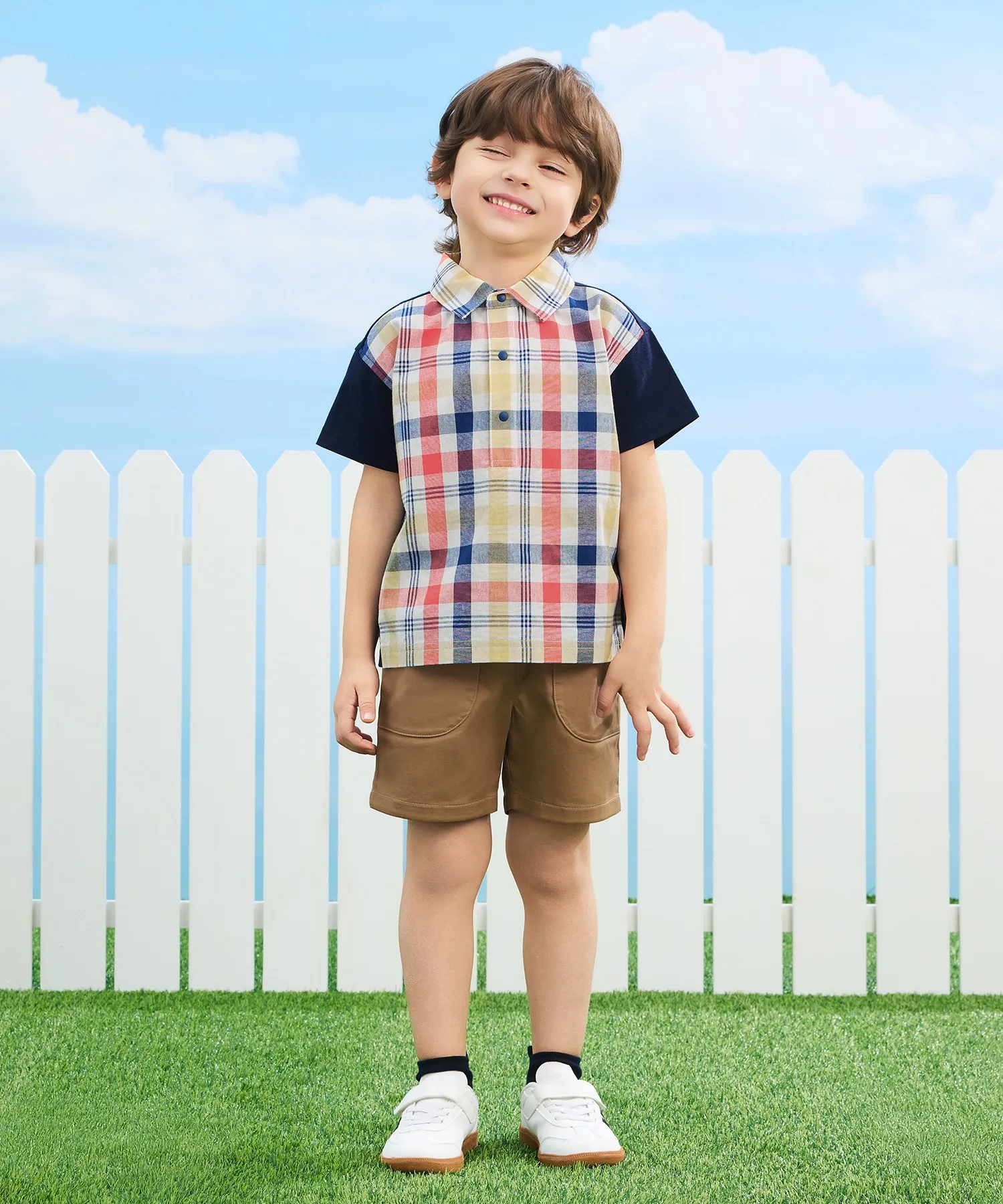 Детская рубашка combimini Big Shirt (Check) — фото 4