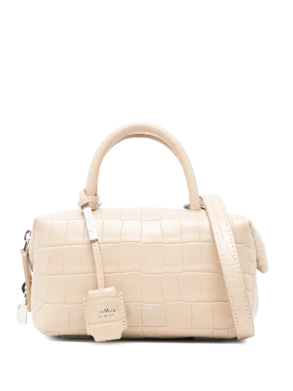 Мини-сумка Mxaholdalls с верхней ручкой и тиснением под крокодила Max Mara, бежевый