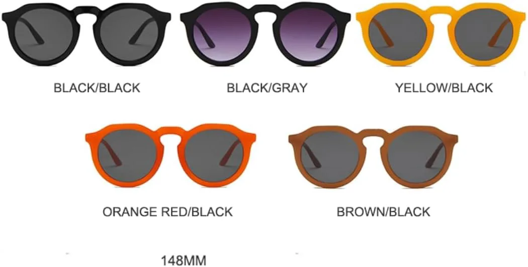 

Солнцезащитные очки для мужчин и женщин - защита UV400 - круглая оправа, линзы конфетных цветов, для занятий спортом на открытом воздухе и вождения DSVIGF, Black-gray