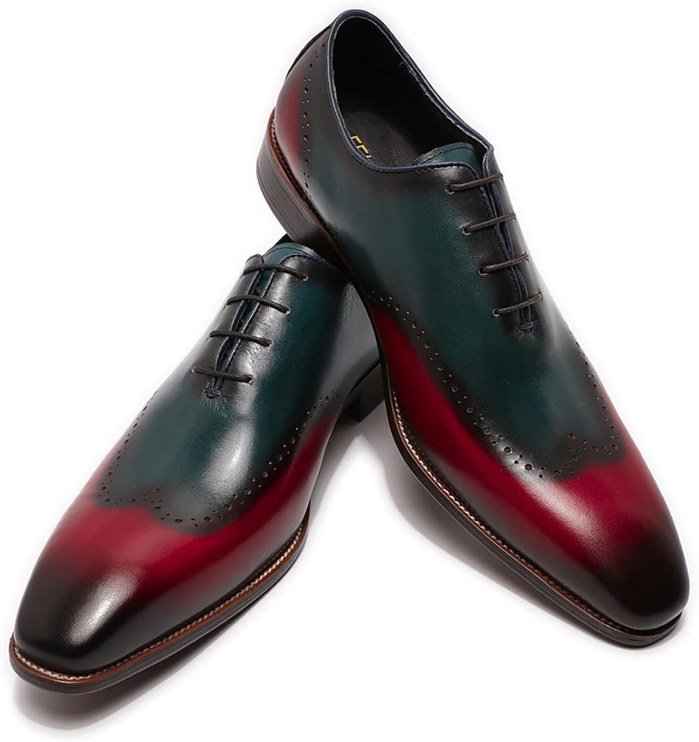 

Мужские туфли Классические оксфорды Кожаные на шнуровке Для работы Униформа Вингтип Свадебные вечерние броги Дерби, Зеленый-43 Generic