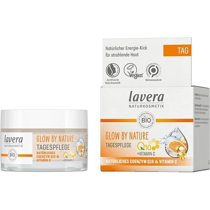 

Дневной крем Glow By Nature с Q10 и витамином С, 50 мл — веганский увлажняющий крем, сертифицированный Peta, Lavera