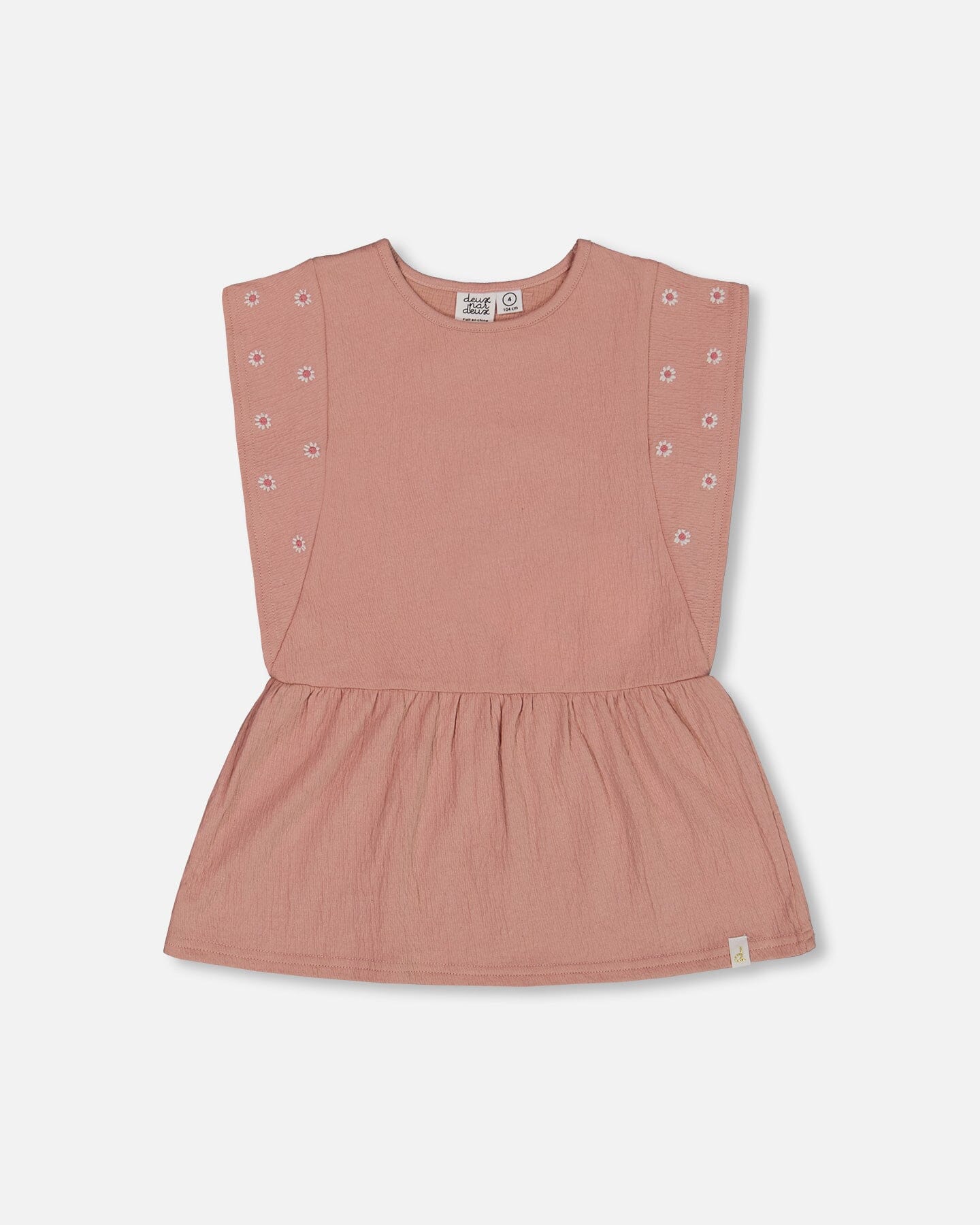 

Трикотажное платье-туника с защипами и вышивкой, цвет темный старый розовый Deux par Deux