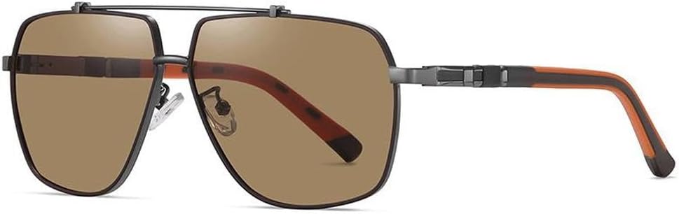 

Мужские металлические солнцезащитные очки, женские солнцезащитные очки с защитой от УФ-излучения UV400, большие очки в оправе, очки для вождения и рыбалки HVTVTLA, Gun Coffee Tea