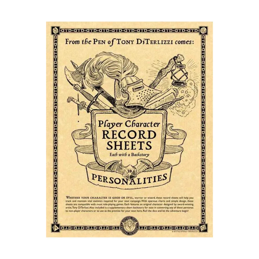 

Листы записи персонажей игрока (POD), Role Playing Games Accessories (Tony DiTerlizzi)