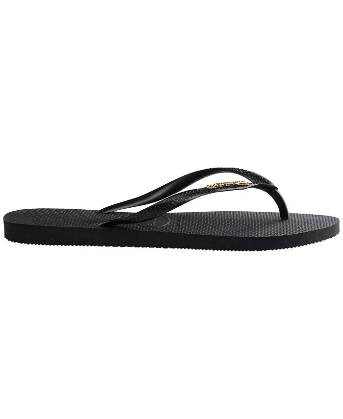 Женские узкие сандалии металлик с логотипом Havaianas, черный — фото 2